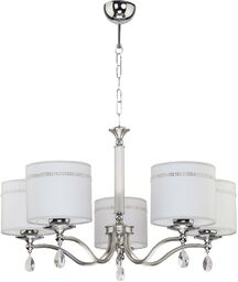 LAMPA WISZĄCA białe klosze rama chrom z kryształami klasyczna duża JUPITER JU 5 H Jupiter