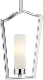 LAMPA WISZĄCA Dublin metalowa, srebrna rama, mleczny klosz, klasyczny styl