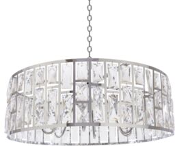 LAMPA WISZĄCA Kyiv srebrna, okrągła rama z kryształami, ekskluzywna