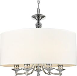 LAMPA WISZĄCA Abu Dhabi srebrna, biały abażur, klasyczna