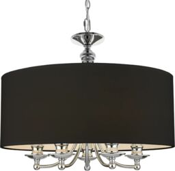 LAMPA WISZĄCA Abu Dhabi srebrna, czarny abażur, klasyczna