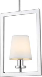 LAMPA WISZĄCA London srebrne wykończenie, biały abażur w stylu nowojorskim, jednopunktowa