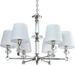 LAMPA WISZĄCA Doha metalowa, niklowane wykończenie, kryształowe detale, styl glamour