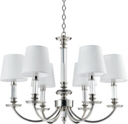 LAMPA WISZĄCA Siena z abażurami, srebrne wykończenie, klasyczna