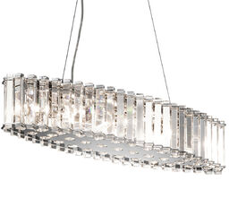 LAMPA WISZĄCA Crystal Skye owalna, kryształowa, srebrne elementy, glamour, 8 źródeł światła