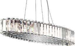 LAMPA WISZĄCA Crystal Skye owalna, kryształowa, srebrne elementy, glamour, 12 źródeł światła