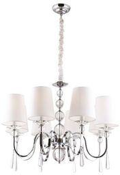 LAMPA WISZĄCA SCARLETT klasyczna z białymi kloszami i szklanymi kryształami duża