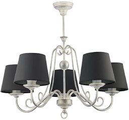 LAMPA WISZĄCA pięciopunktowa srebrna grafitowe abażury styl klasyczny ARKADA AK 5 Jupiter