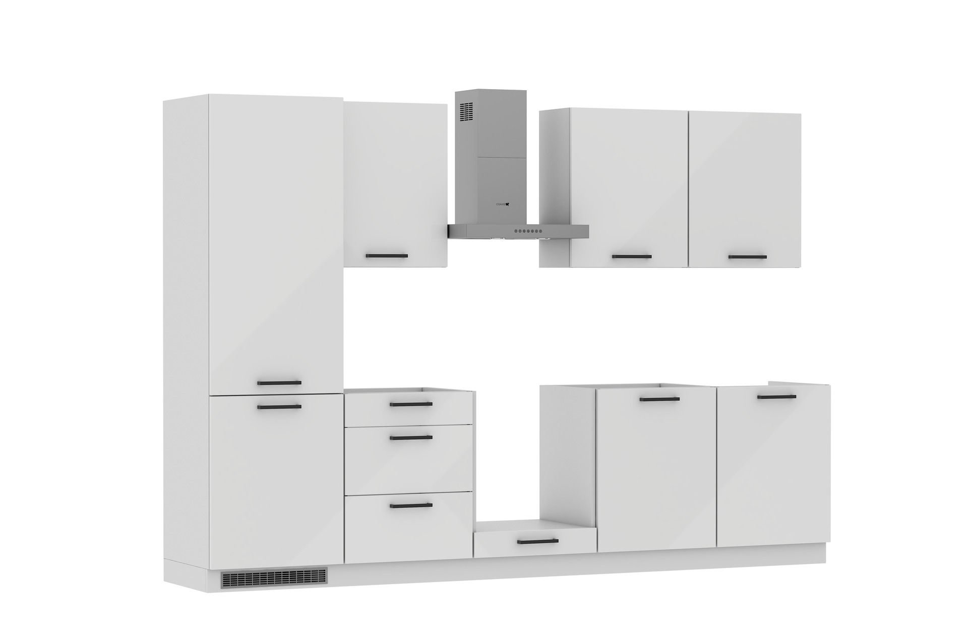 Zestaw Mebli Kuchennych Torino 300 Cm L/P Mdf Folia Biały Połysk Biały Połysk Cichy Domyk Hettich