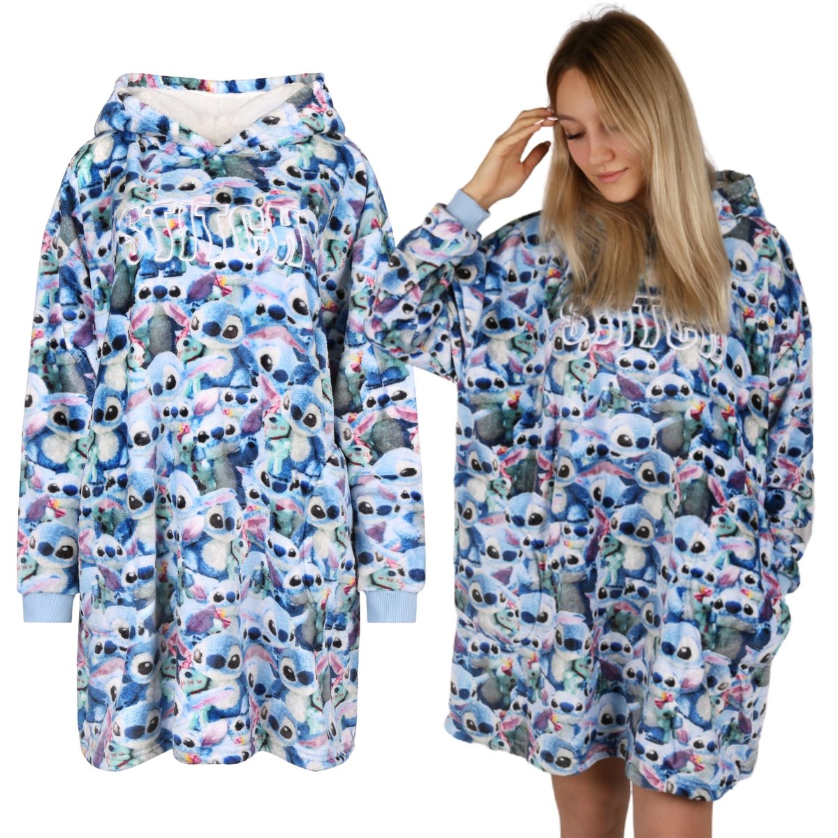 Koc z rękawami Koc bluza kocobluza Stitch, Snuddie, XS/S