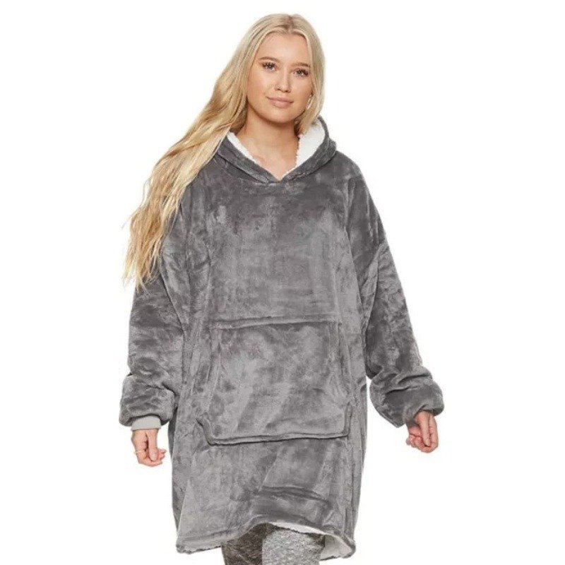 Koc z rękawami Koc bluza kocobluza Oversize 2W1, szary