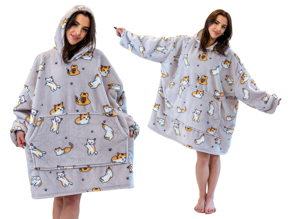 Koc z rękawami Koc bluza kocobluza Oversize XXL, Kotki