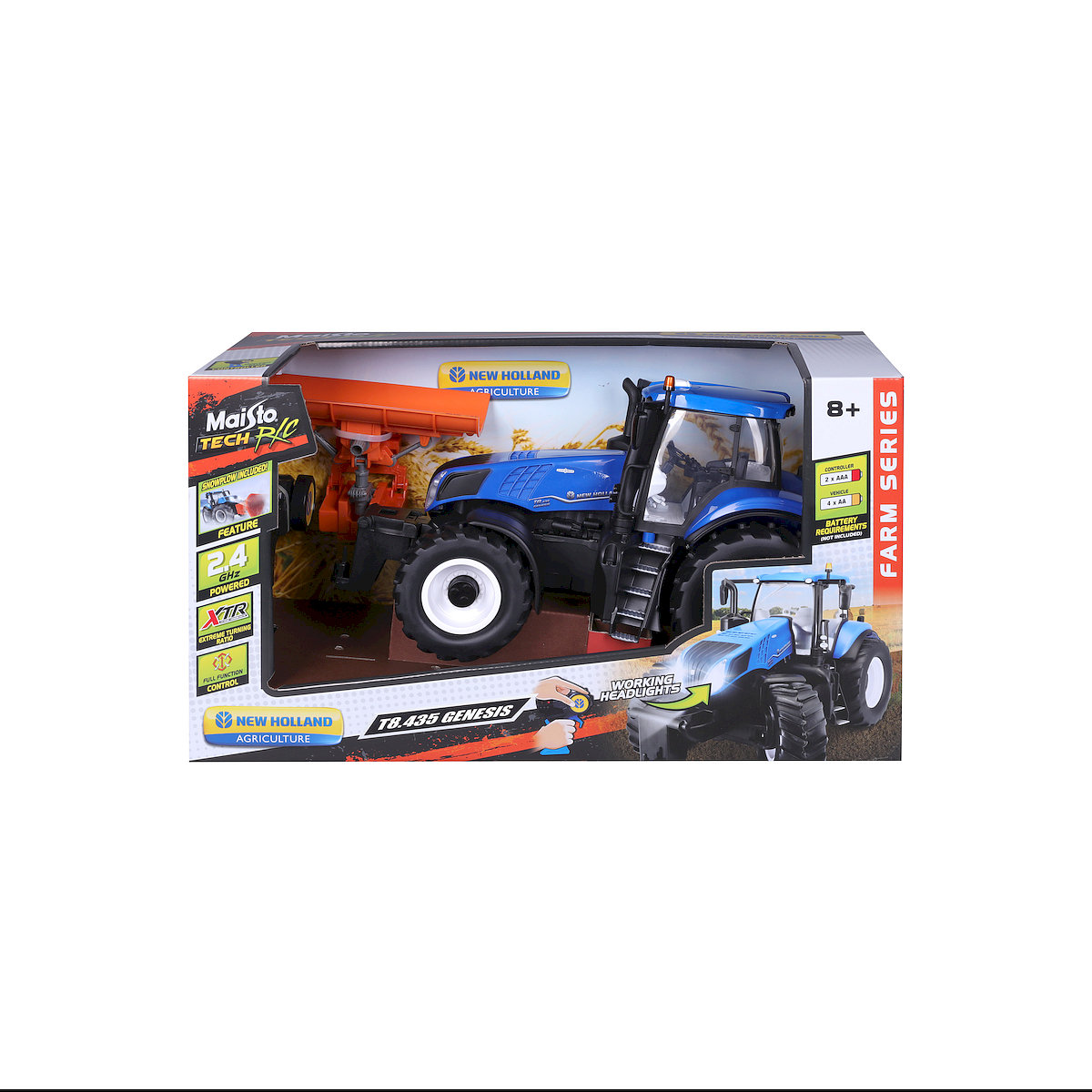 Maisto, zdalnie sterowany, New Holland T8.435 Genesis w/Snow Plow - 2.4 GHz