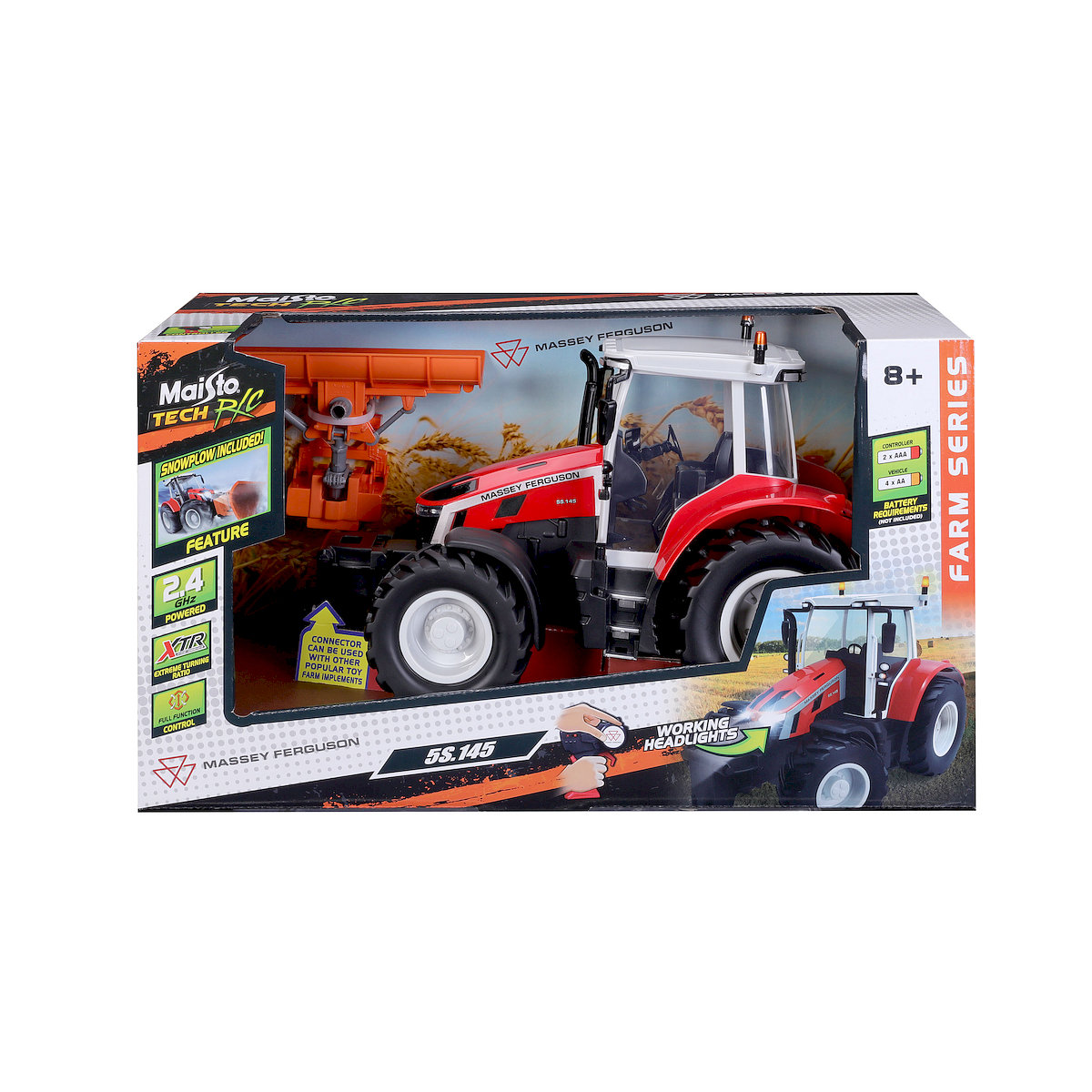 Maisto, zdalnie sterowany, Massey Ferguson 5S w/Snow Plow - 2.4 GHz