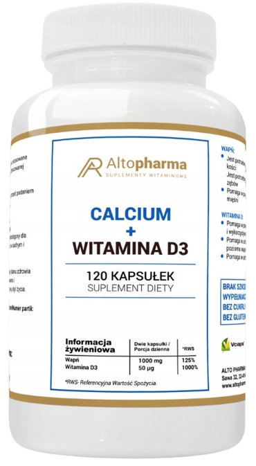 AltoPharma, Calcium 1000mg + Vitamina D3 2000iu, 120 Kaps.