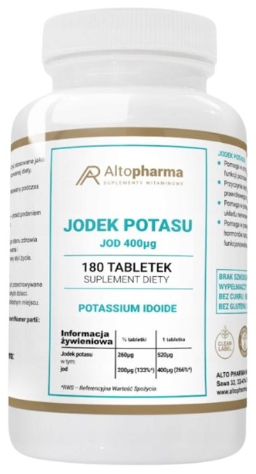 AltoPharma, Jodek Potasu Jod 400µg Potassium Iodide, 180 Tab.