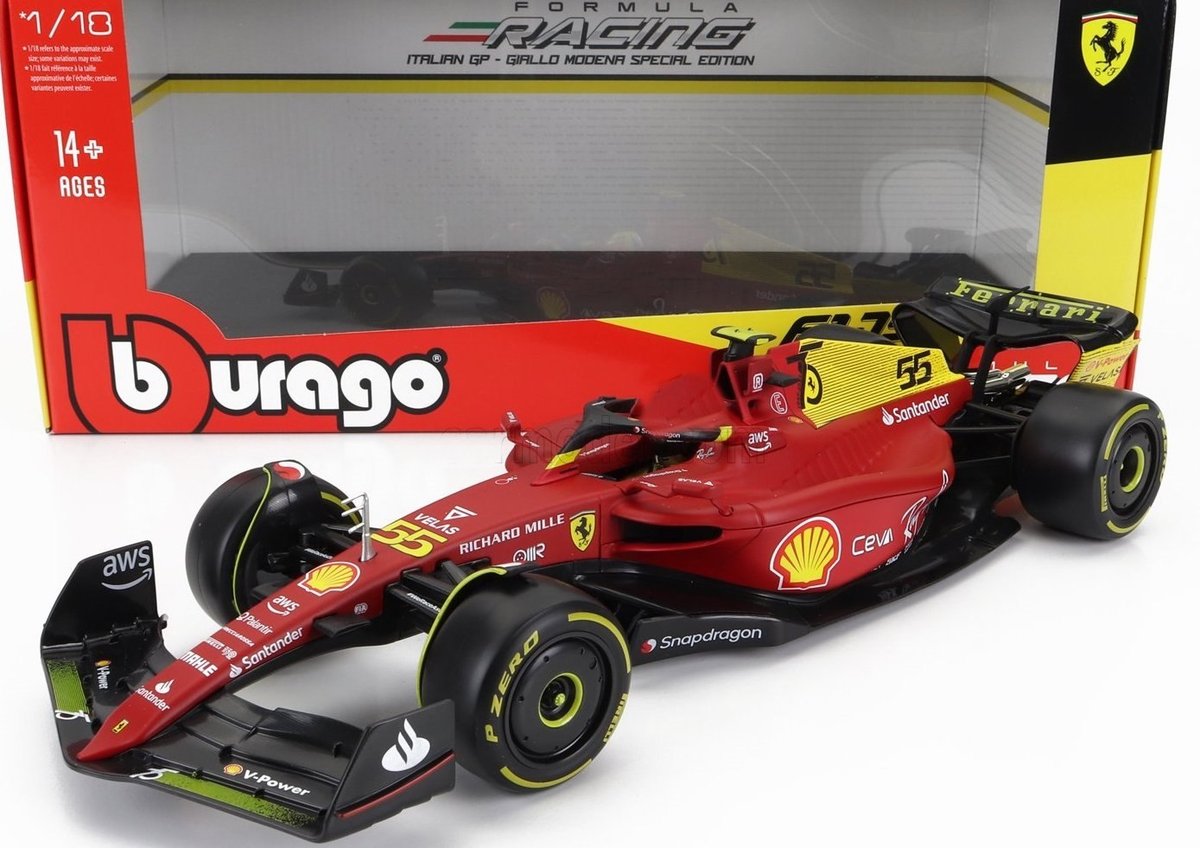 F1 FERRARI F1-75 MONZA 22 Sainz #55 BBurago 1:43