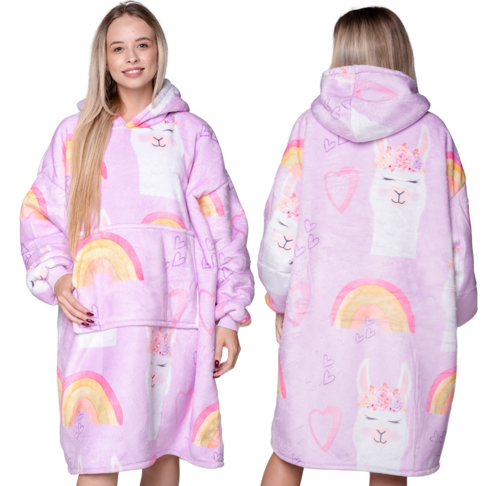 KOC BLUZA Oversize Ciepła Gruba KOCOBLUZA 2w1 XXL LAMY Futrzak z Kapturem