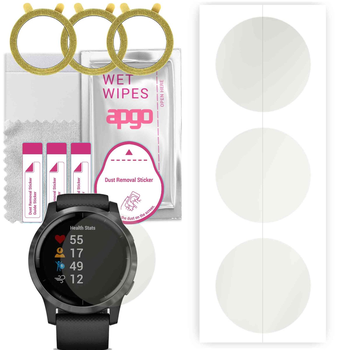 3x Folia hydrożelowa MATOWA do Garmin Vivoactive 4S - apgo Smartwatch Hydrogel MATTE Protection Ochrona na ekran smartwatcha