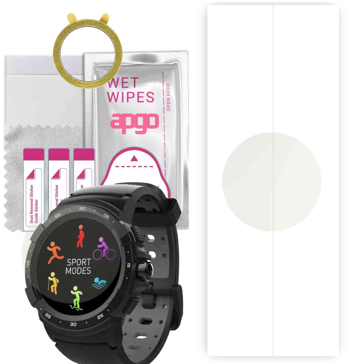 1x Folia hydrożelowa MATOWA do MyKronoz ZeSport 2 - apgo Smartwatch Hydrogel MATTE Protection Ochrona na ekran smartwatcha