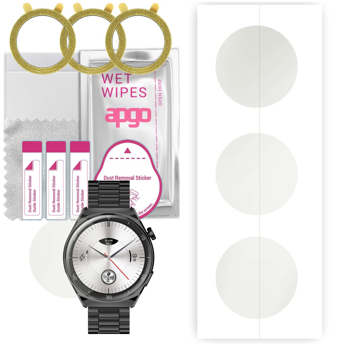 3x Folia hydrożelowa MATOWA do Garett V12 - apgo Smartwatch Hydrogel MATTE Protection Ochrona na ekran smartwatcha