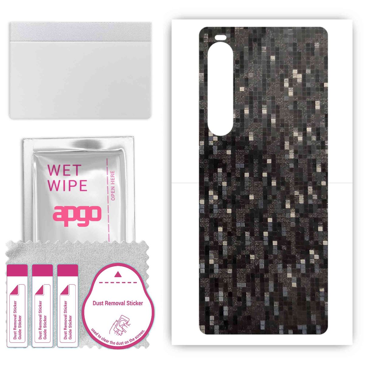 Folia naklejka skórka strukturalna na TYŁ do Sony Xperia 10 V -  Carbon Pixel Czarny - apgo SKINS