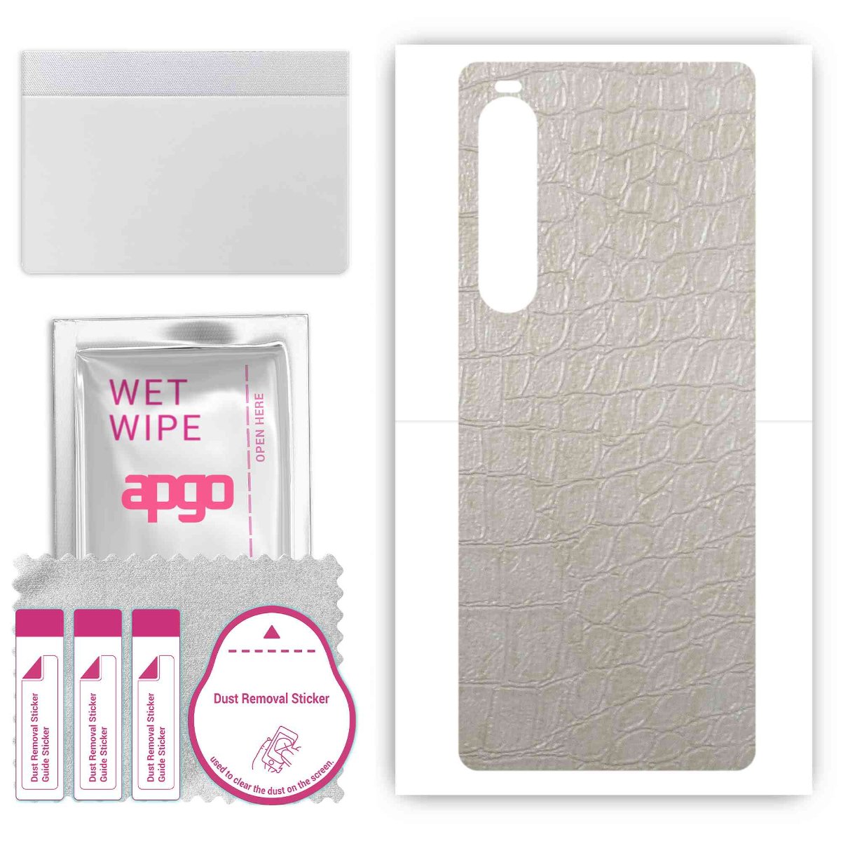 Folia naklejka skórka strukturalna na TYŁ do Sony Xperia 10 V -  Skóra Krokodyla Biała - apgo SKINS