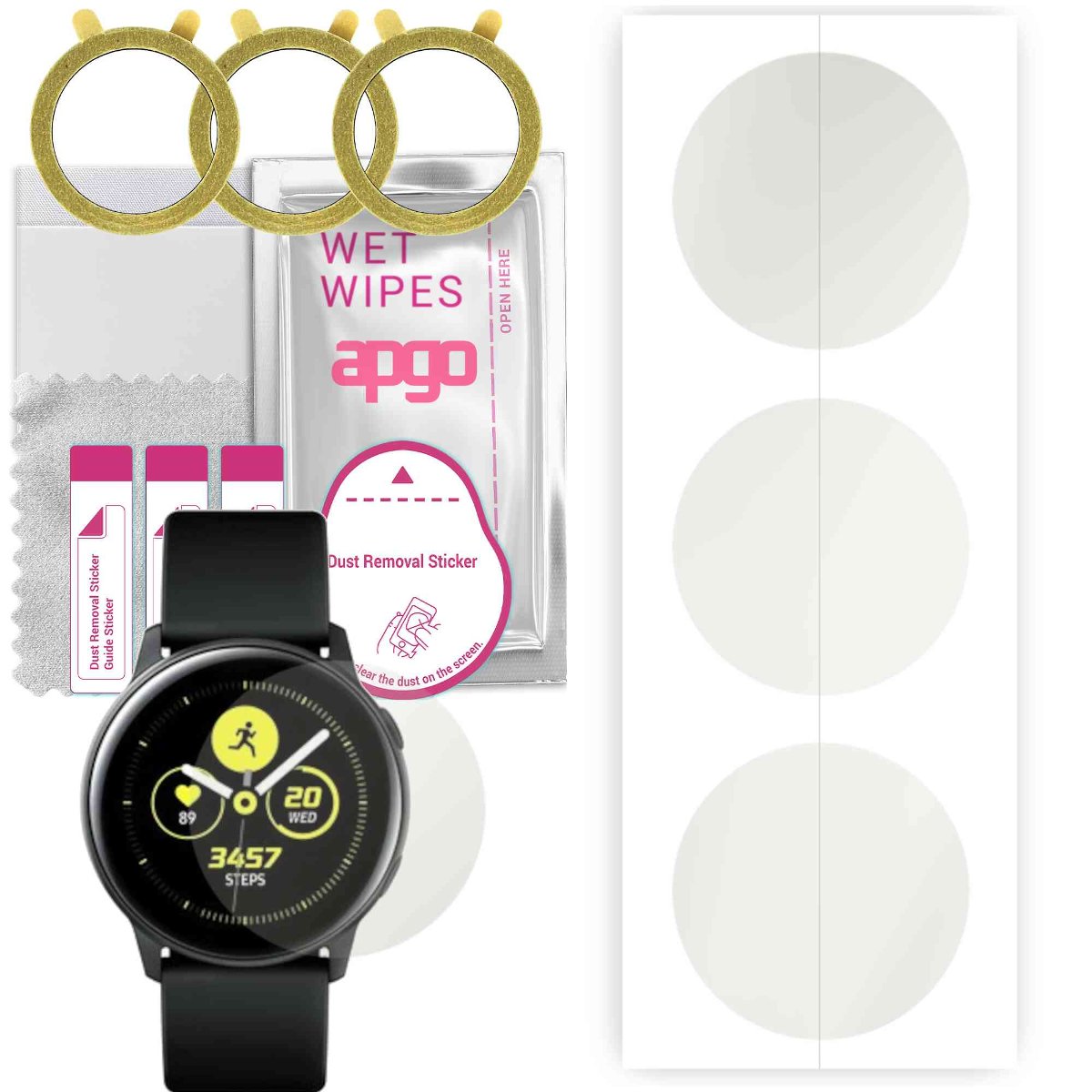3x Folia hydrożelowa MATOWA do Samsung Galaxy Watch Active - apgo Smartwatch Hydrogel MATTE Protection Ochrona na ekran smartwatcha
