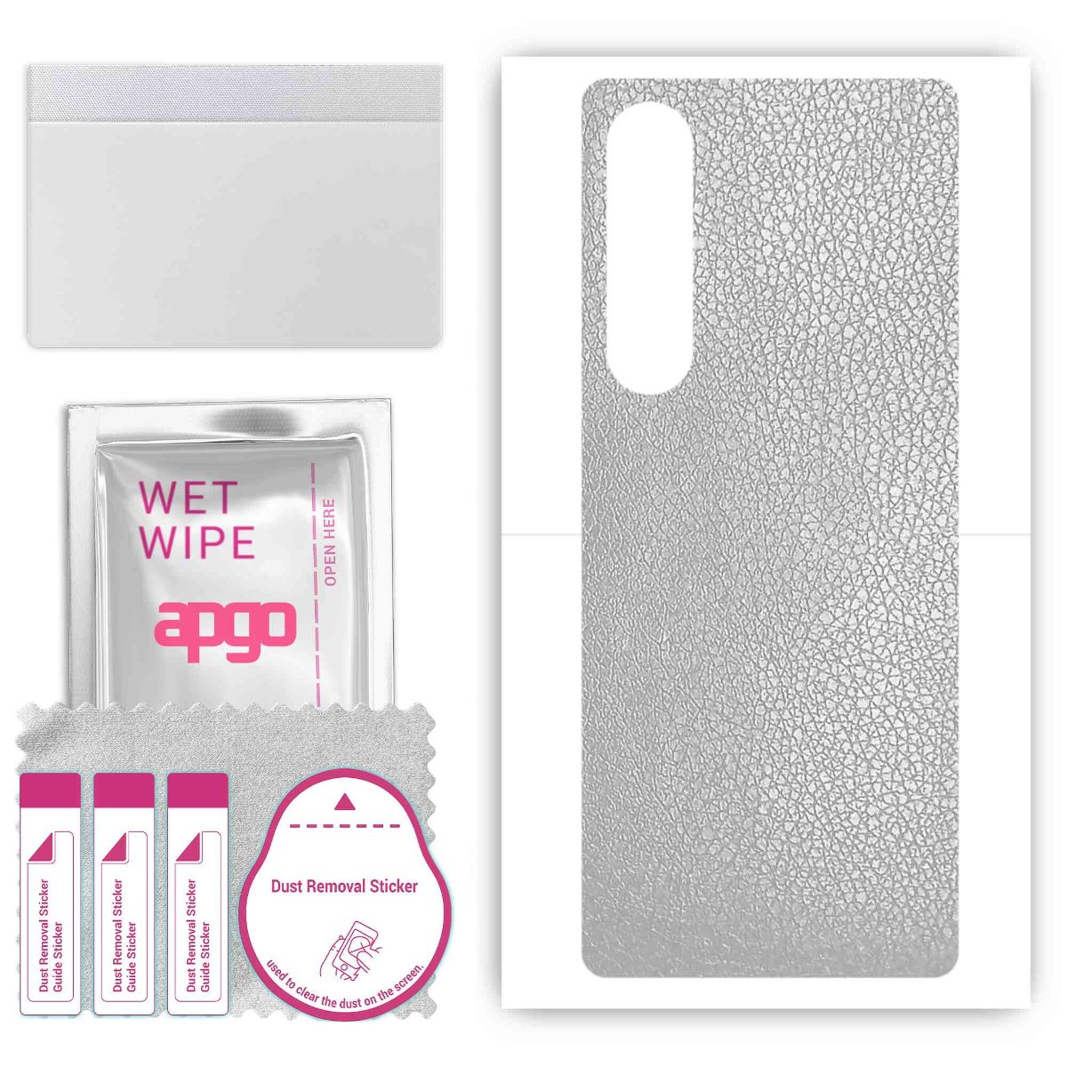 Folia naklejka skórka strukturalna na TYŁ do Sony Xperia 1 V -  Skóra Srebrna - apgo SKINS