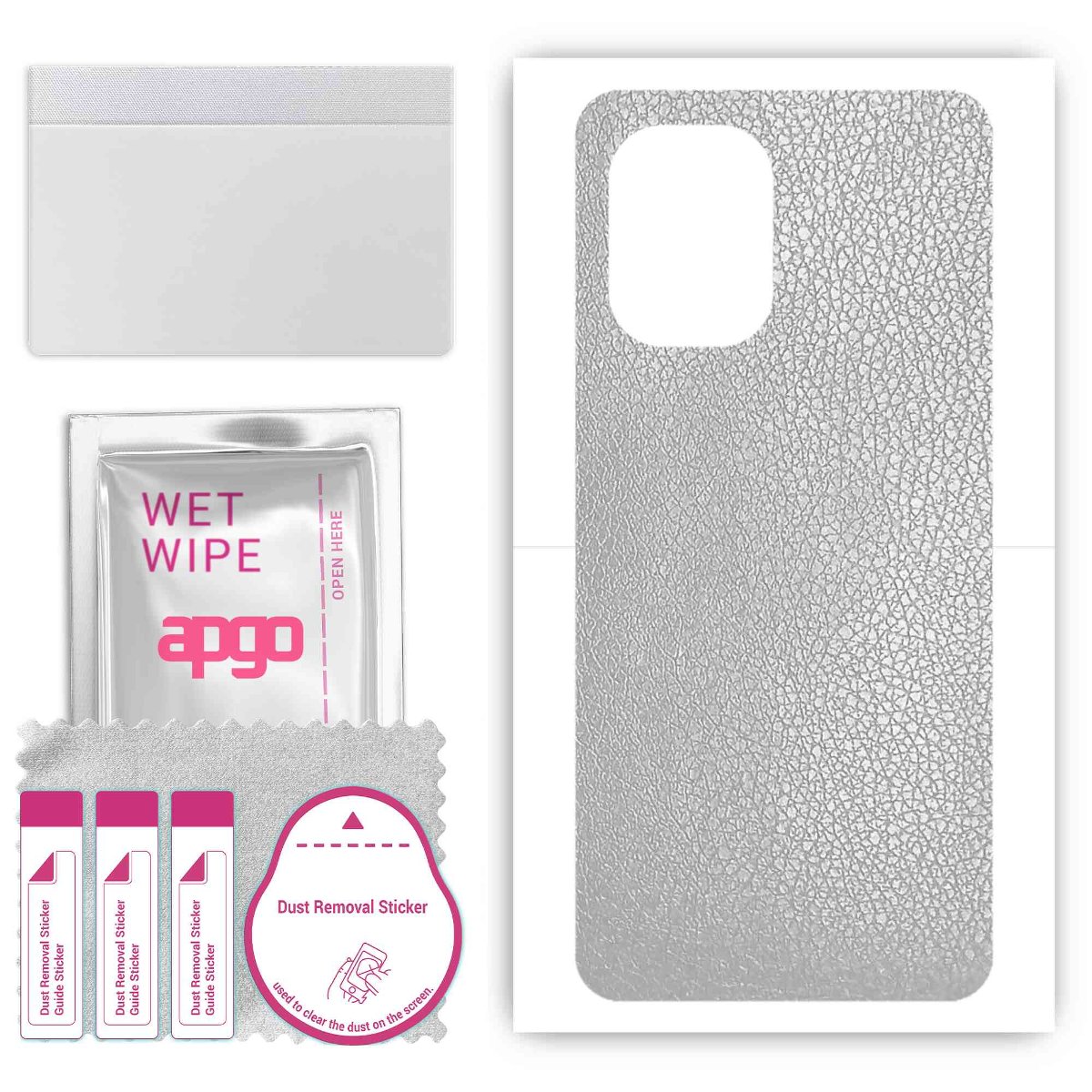 Folia naklejka skórka strukturalna na TYŁ do HTC WildFire E Plus -  Skóra Srebrna - apgo SKINS