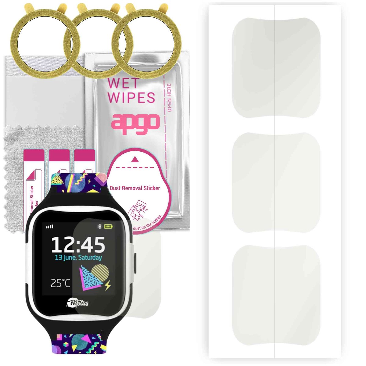 3x Folia hydrożelowa MATOWA do Motus Watchy - apgo Smartwatch Hydrogel MATTE Protection Ochrona na ekran smartwatcha