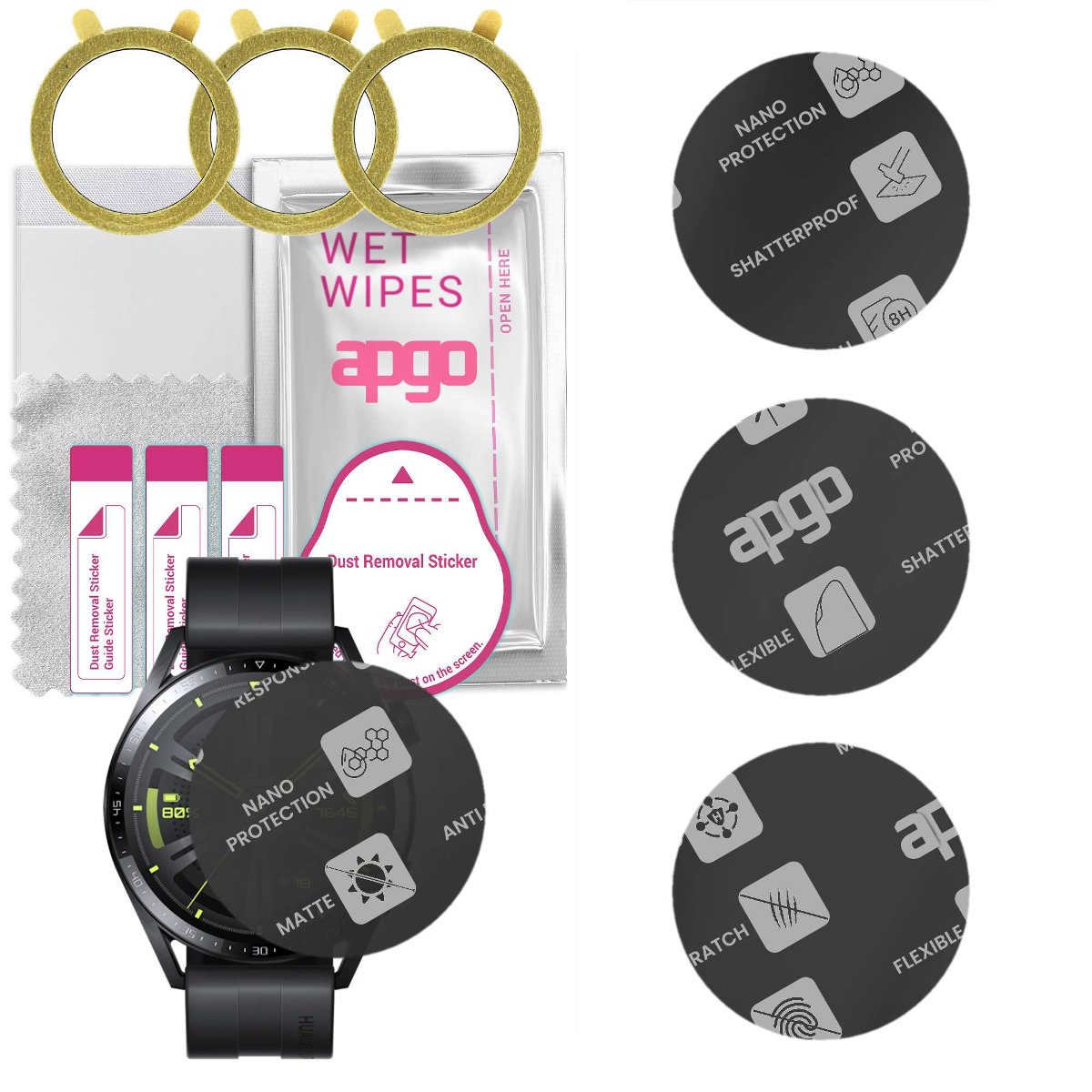 3x Szkło Hybrydowe MATOWE do Huawei Watch GT 3 46mm Active