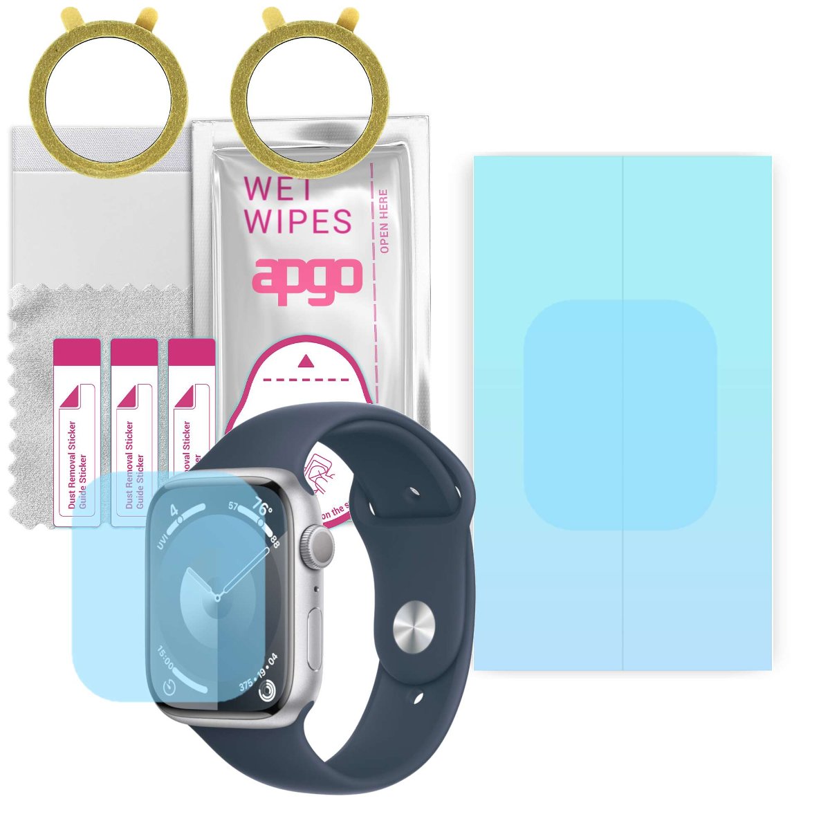 2x Folia hydrożelowa do Apple Watch Series 9 (45mm) -  apgo HD HQ FLEX Smartwatch Hydrogel Protection Ochrona na ekran smartwatcha