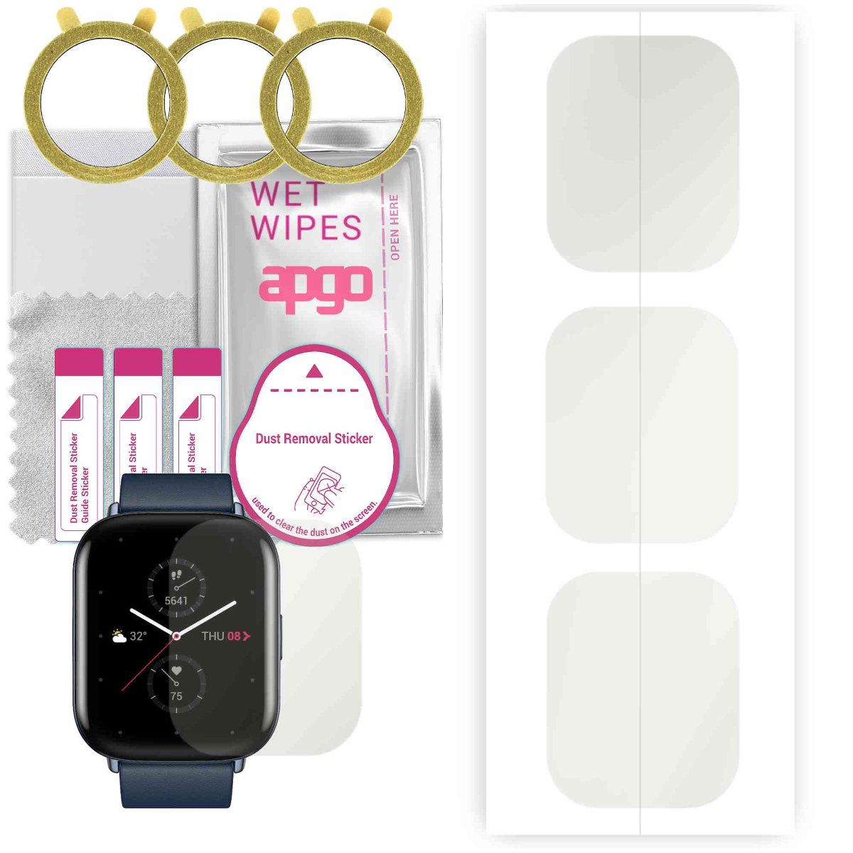 3x Folia hydrożelowa MATOWA do Amazfit Zepp E Square Kwadratowy - apgo Smartwatch Hydrogel MATTE Protection Ochrona na ekran smartwatcha