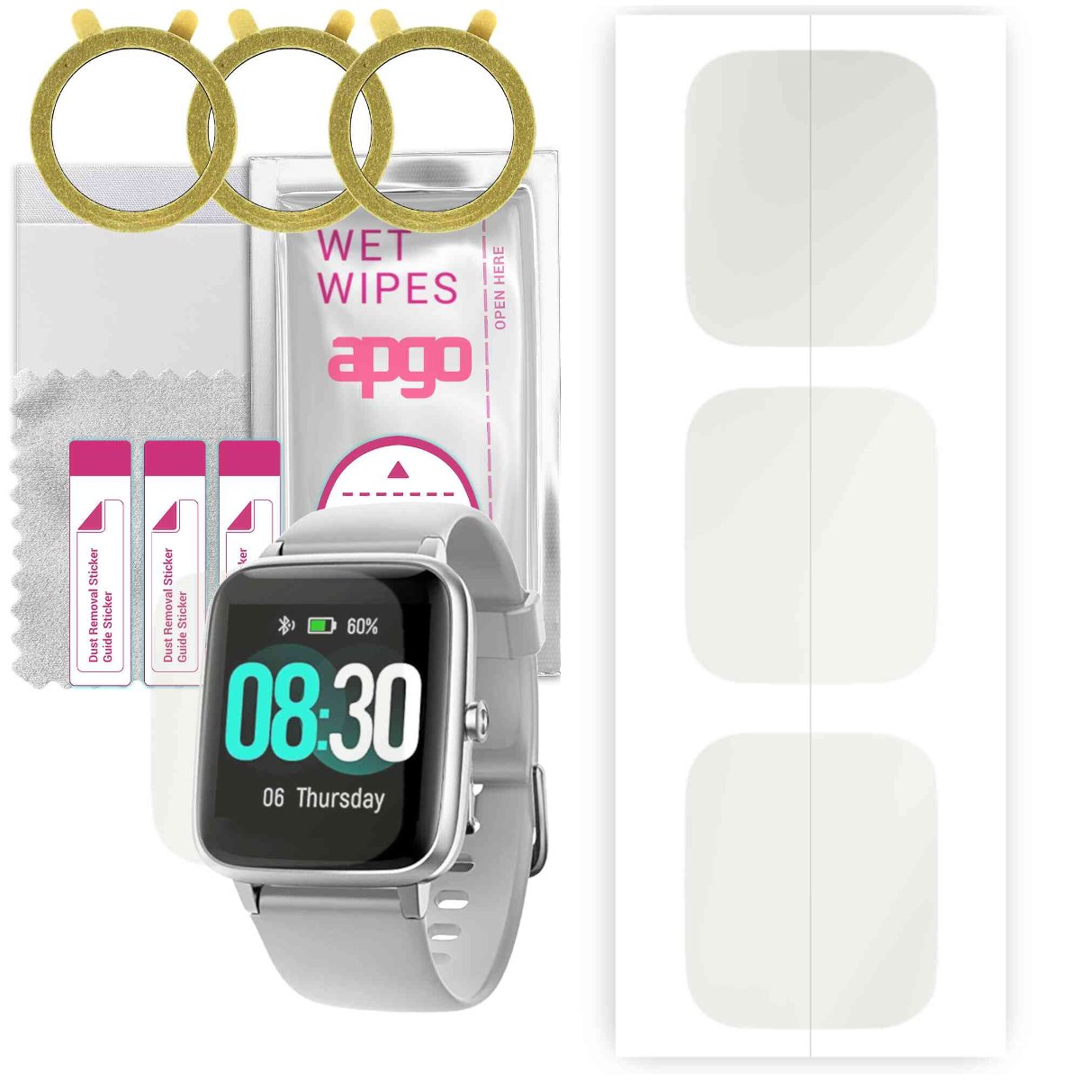 3x Folia hydrożelowa MATOWA do Grv FC01  - apgo Smartwatch Hydrogel MATTE Protection Ochrona na ekran smartwatcha