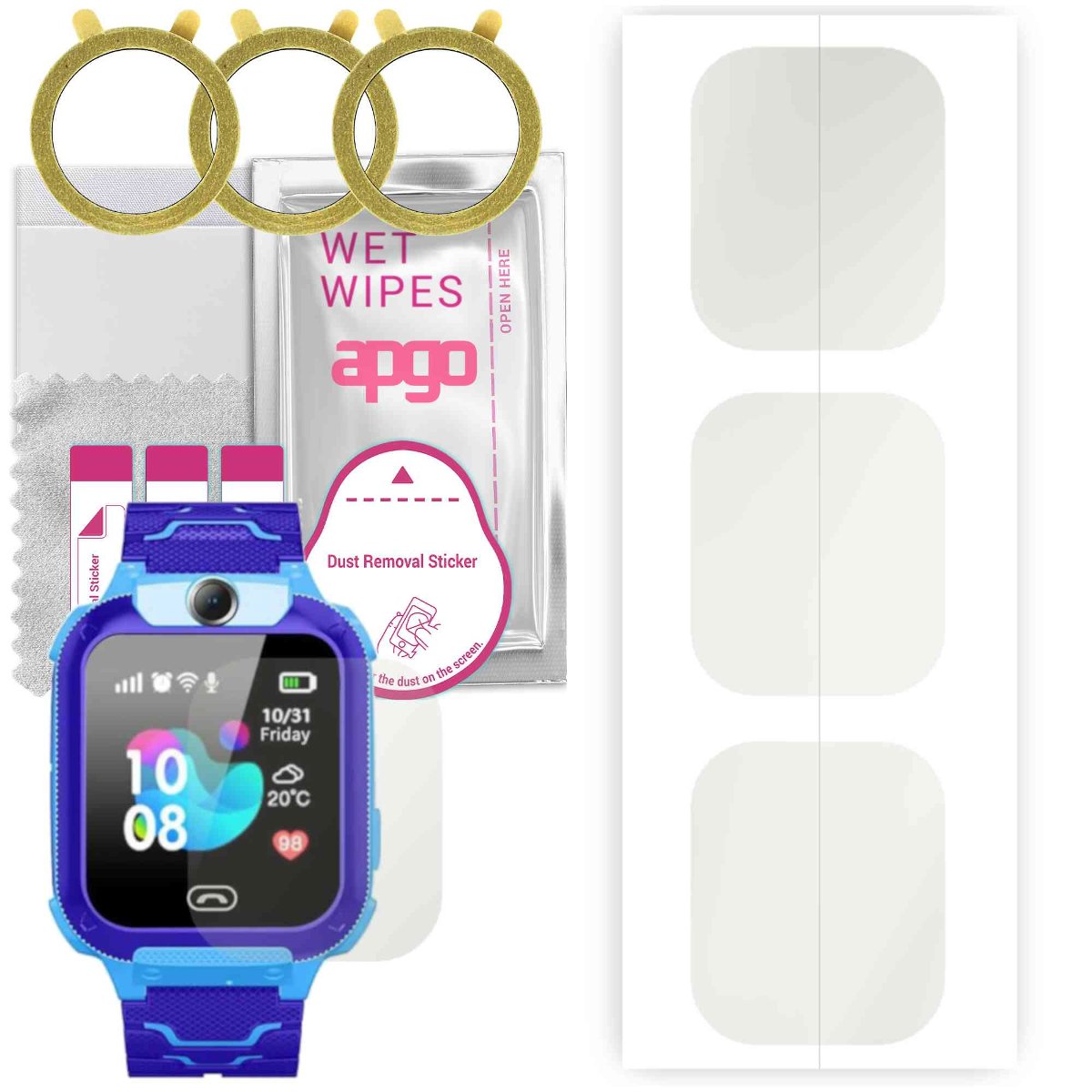 3x Folia hydrożelowa MATOWA do Smartwatch dla dzieci Q12 - apgo Smartwatch Hydrogel MATTE Protection Ochrona na ekran smartwatcha