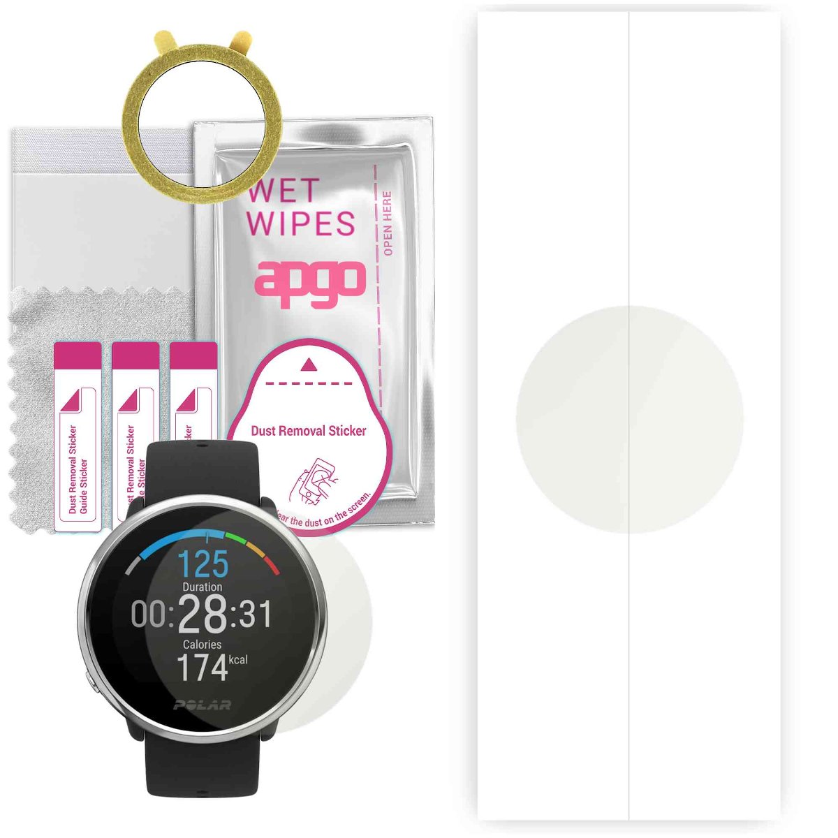 1x Folia hydrożelowa MATOWA do Polar Ignite S  - apgo Smartwatch Hydrogel MATTE Protection Ochrona na ekran smartwatcha