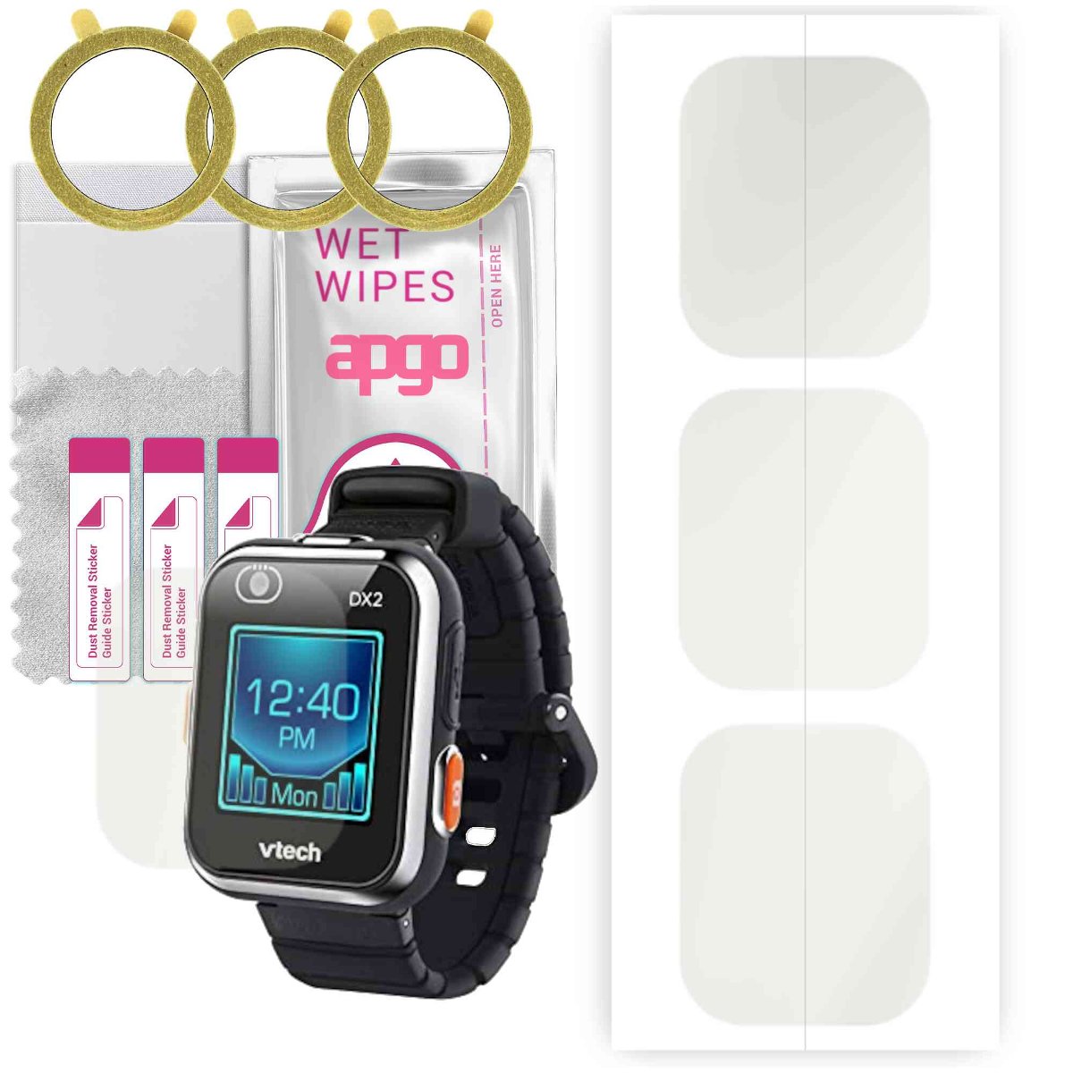 3x Folia hydrożelowa MATOWA do Vtech KdiZoom DX2 80-193864 - apgo Smartwatch Hydrogel MATTE Protection Ochrona na ekran smartwatcha