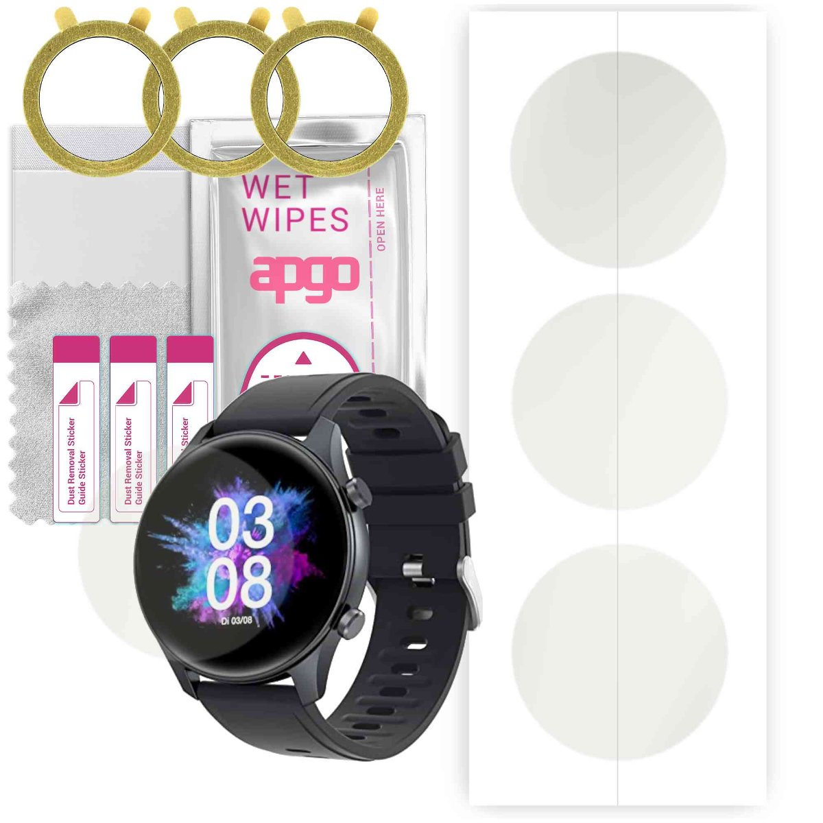 3x Folia hydrożelowa MATOWA do TouchElex TGW008  - apgo Smartwatch Hydrogel MATTE Protection Ochrona na ekran smartwatcha