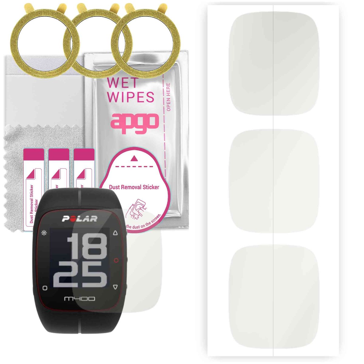 3x Folia hydrożelowa MATOWA do Polar M400 HR - apgo Smartwatch Hydrogel MATTE Protection Ochrona na ekran smartwatcha