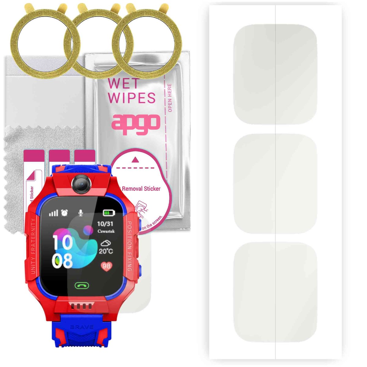 3x Folia hydrożelowa MATOWA do GoGPS K24 - apgo Smartwatch Hydrogel MATTE Protection Ochrona na ekran smartwatcha