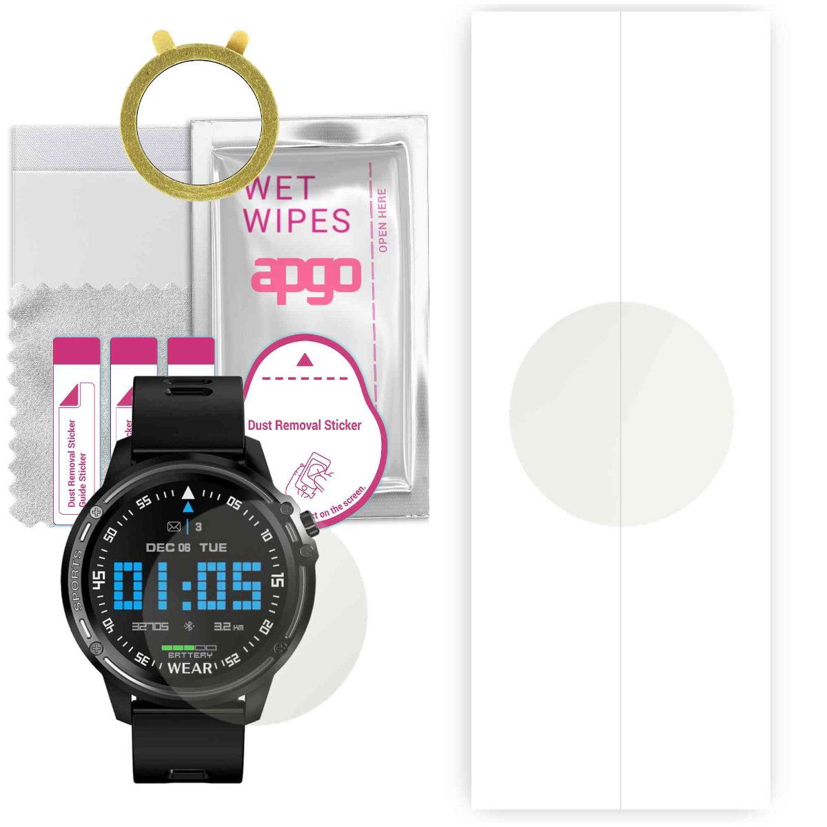 1x Folia hydrożelowa MATOWA do Pacific Black PC00124 - apgo Smartwatch Hydrogel MATTE Protection Ochrona na ekran smartwatcha