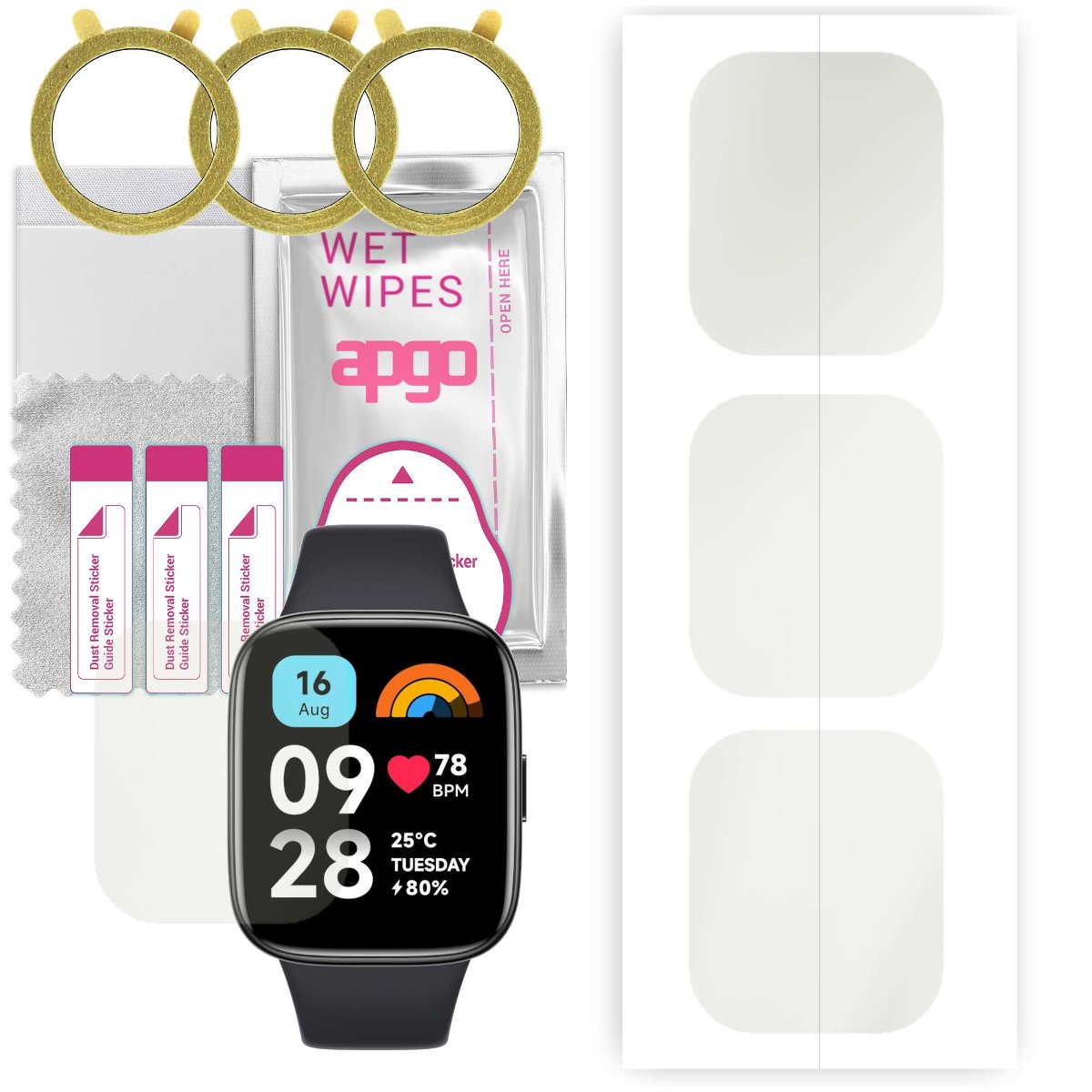 3x Folia hydrożelowa MATOWA do Xiaomi Redmi Watch 3 Active - apgo Smartwatch Hydrogel MATTE Protection Ochrona na ekran smartwatcha