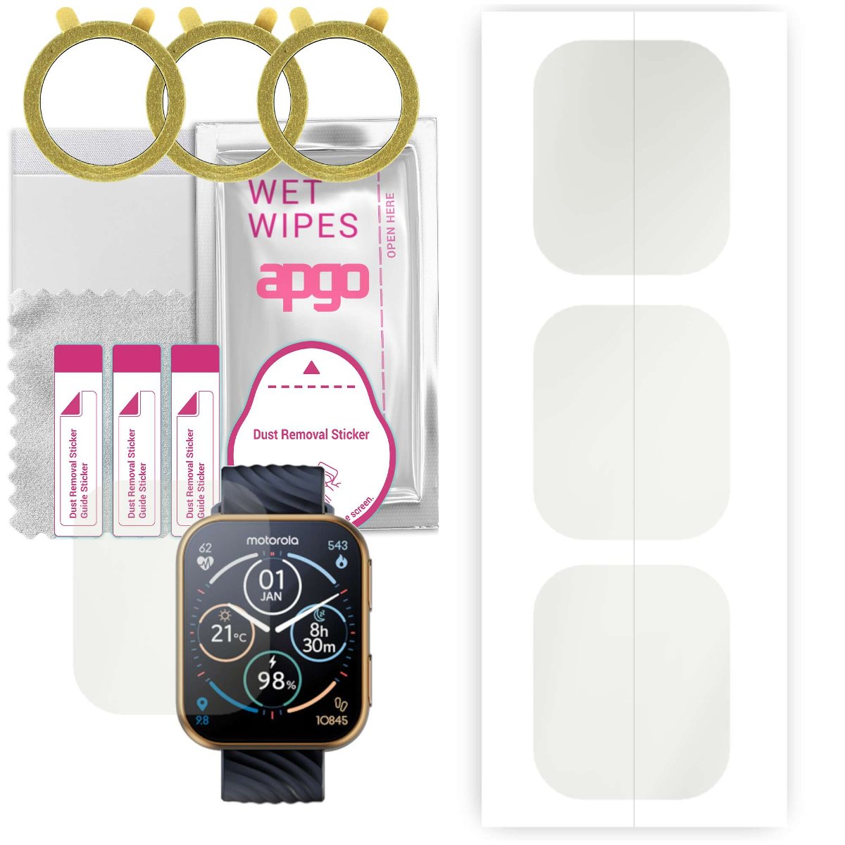 3x Folia hydrożelowa MATOWA do Motorola Moto Watch 200 - apgo Smartwatch Hydrogel MATTE Protection Ochrona na ekran smartwatcha