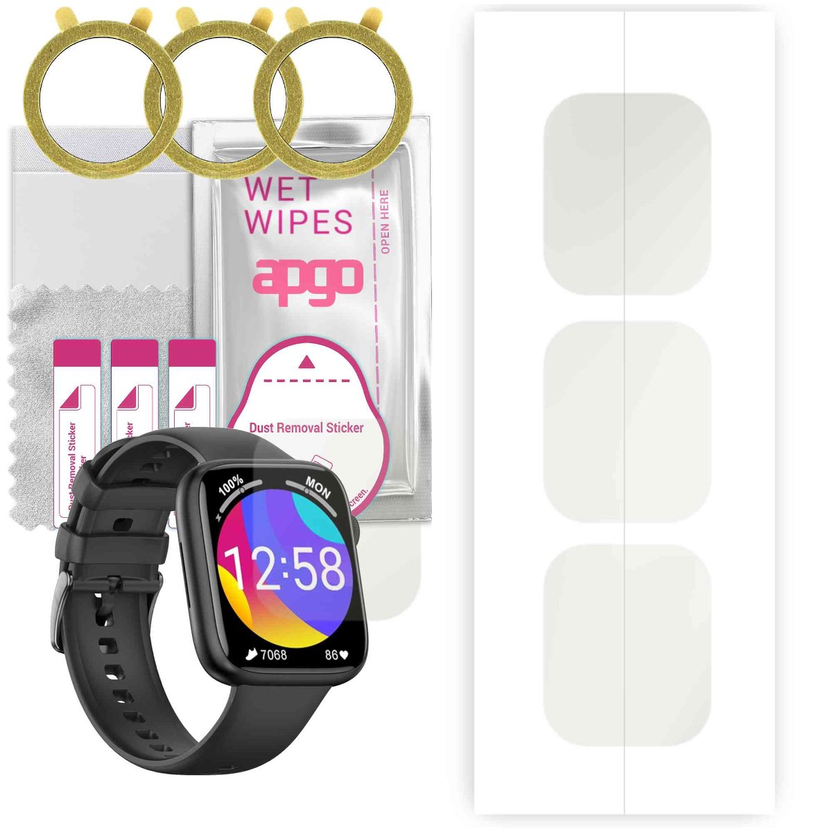 3x Folia hydrożelowa MATOWA do DT NO.1 DT103 - apgo Smartwatch Hydrogel MATTE Protection Ochrona na ekran smartwatcha