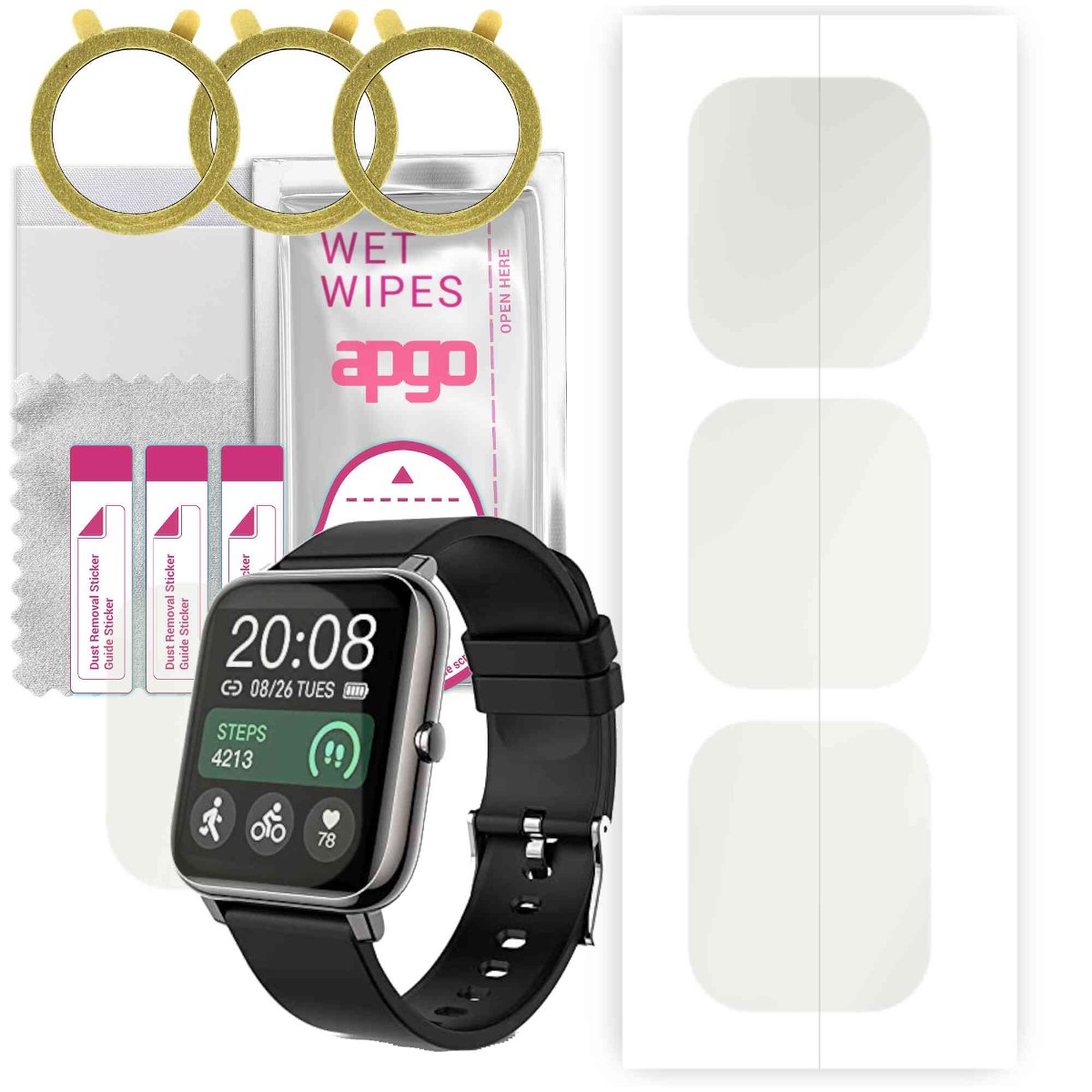 3x Folia hydrożelowa MATOWA do Popglory P22  - apgo Smartwatch Hydrogel MATTE Protection Ochrona na ekran smartwatcha