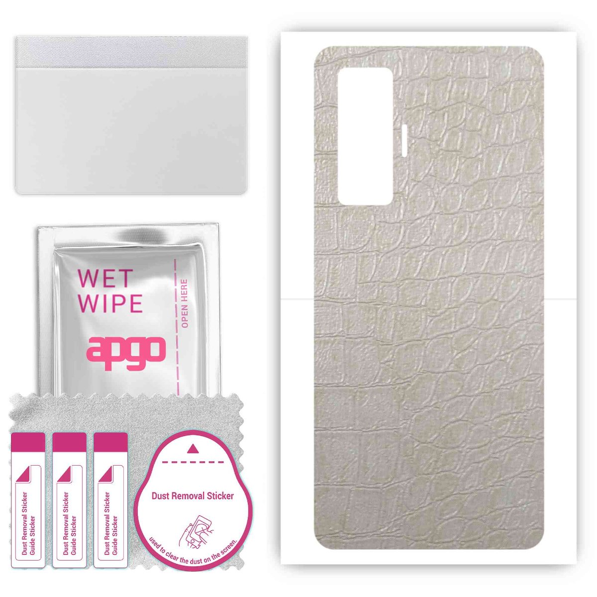 Folia naklejka skórka strukturalna na TYŁ do Vivo X50 4G LTE -  Skóra Krokodyla Biała - apgo SKINS