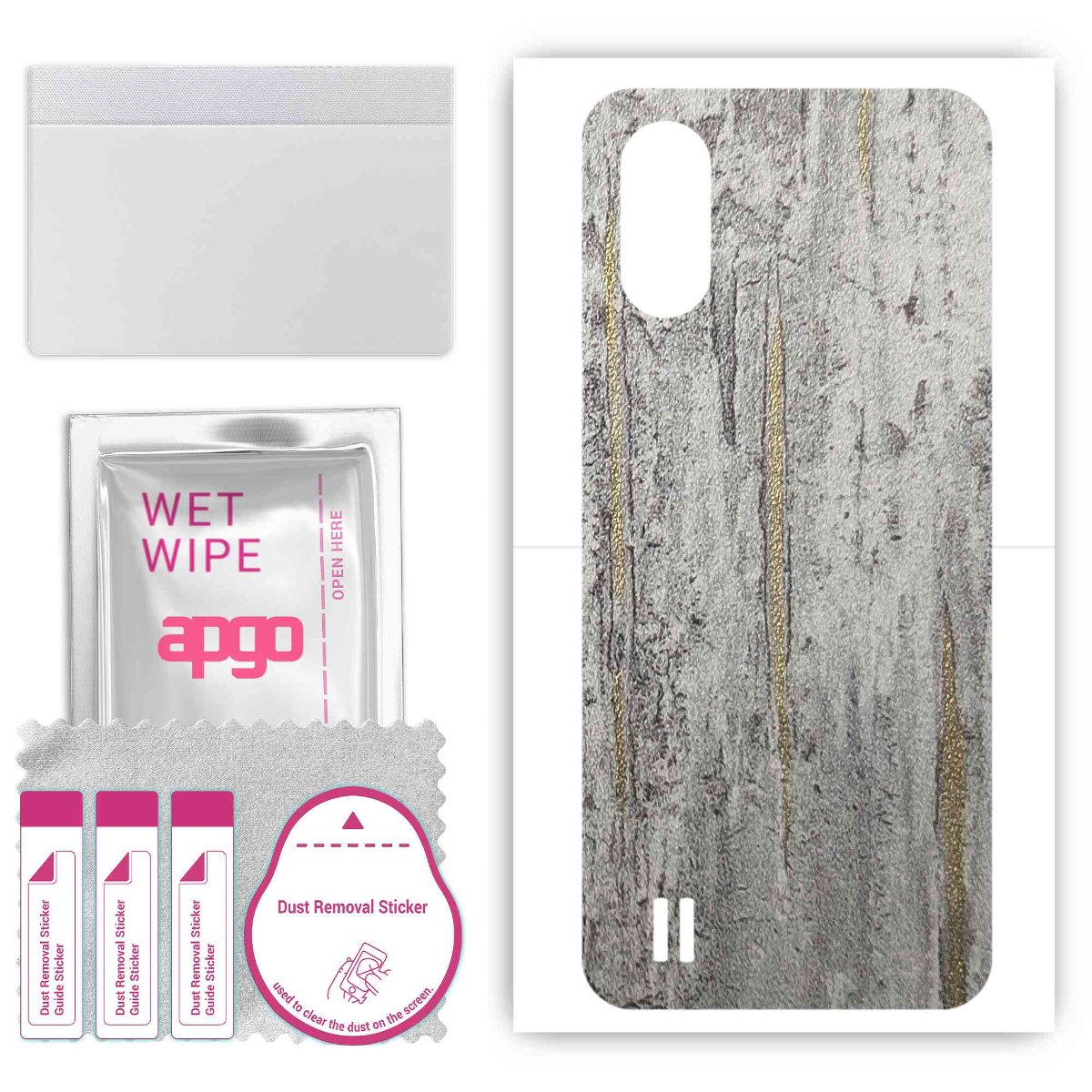 Folia naklejka skórka strukturalna na TYŁ do ZTE Blade A33s -  Beton Złote Paski - apgo SKINS