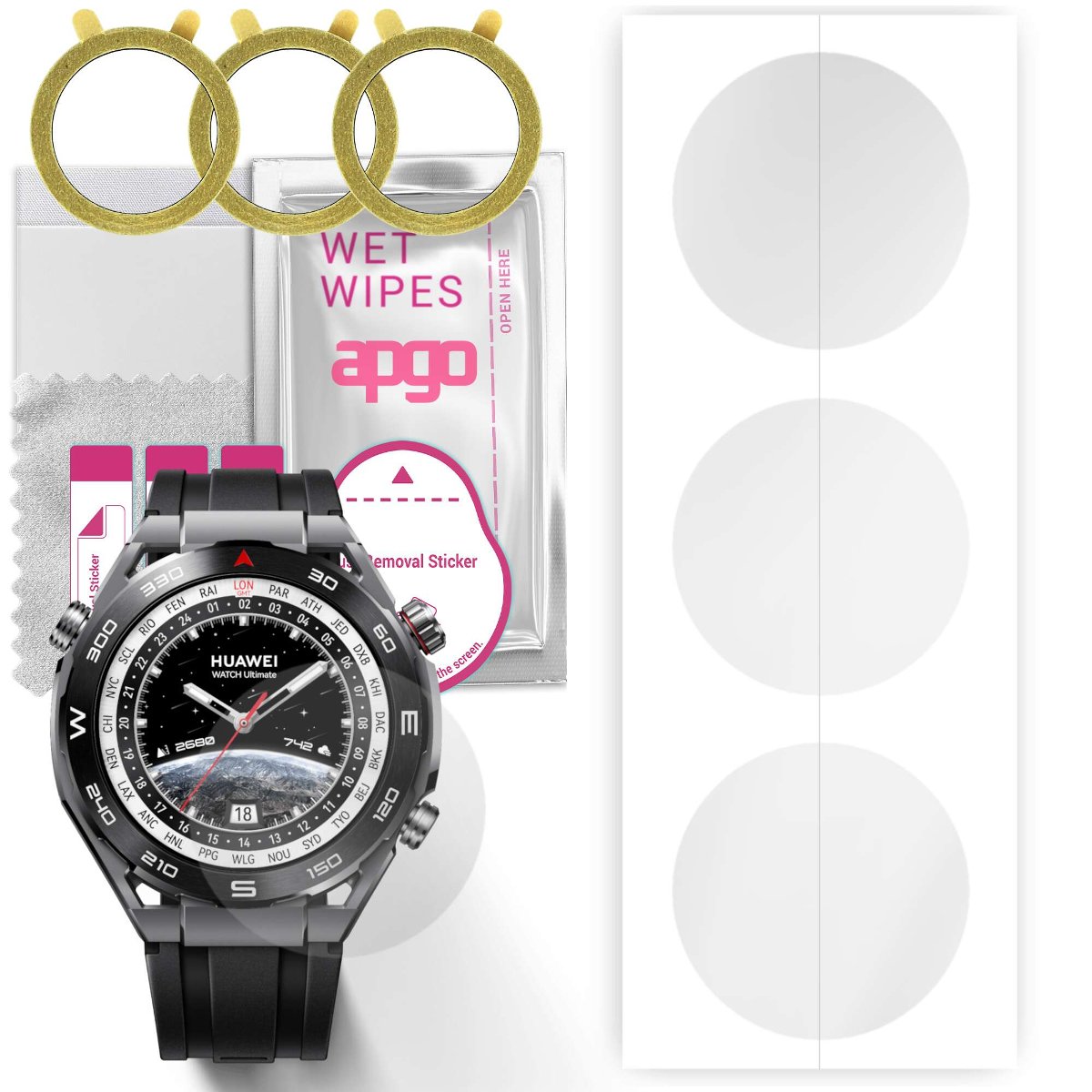 3x Folia hydrożelowa do Huawei Watch Ultimate - apgo Smartwatch Hydrogel Protection Ochrona na ekran smartwatcha