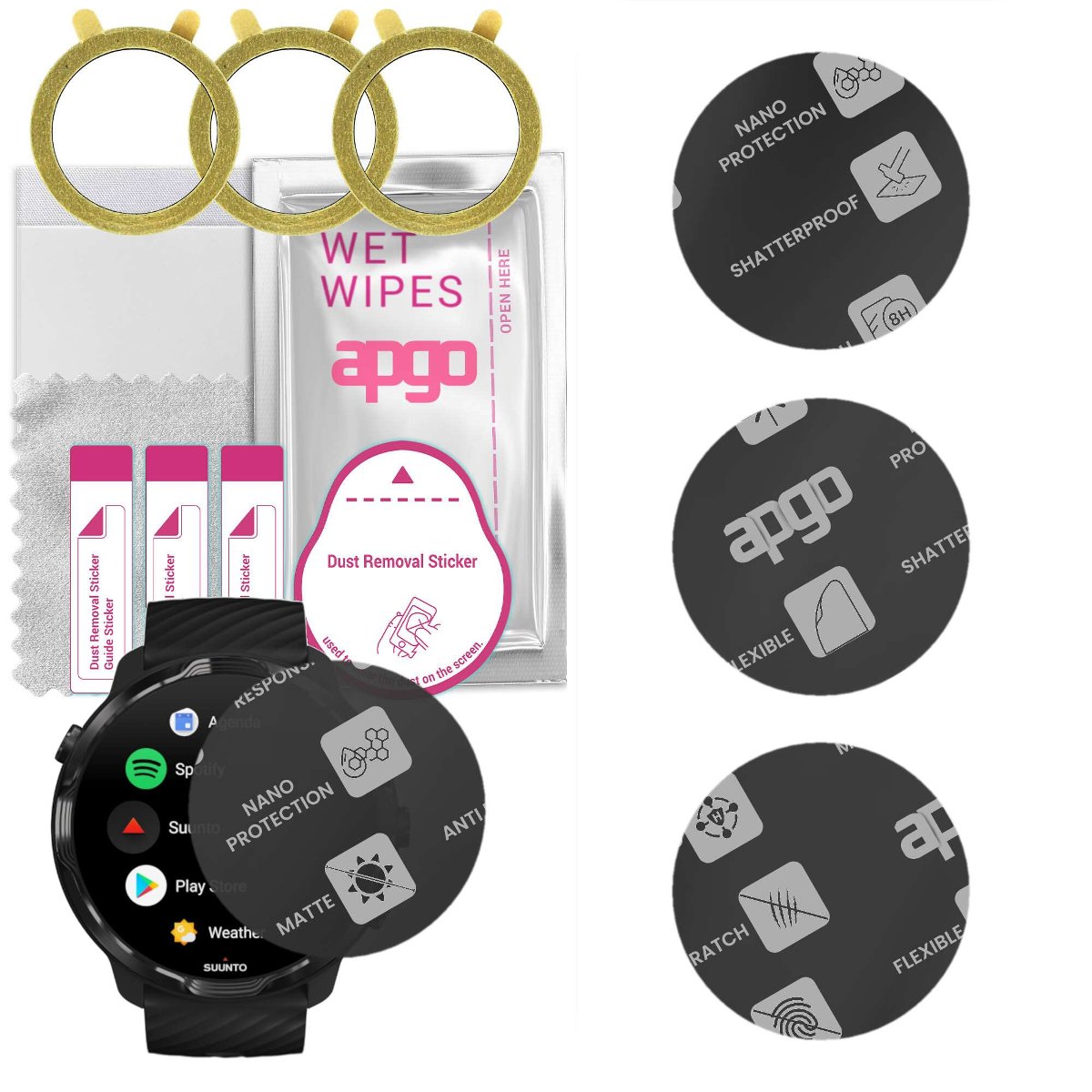 3x Szkło Hybrydowe MATOWE do Suunto 7